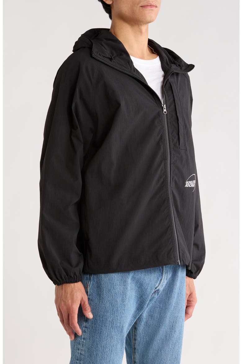Packable Stretch Nylon Windbreaker, Alternate, color, BLACK