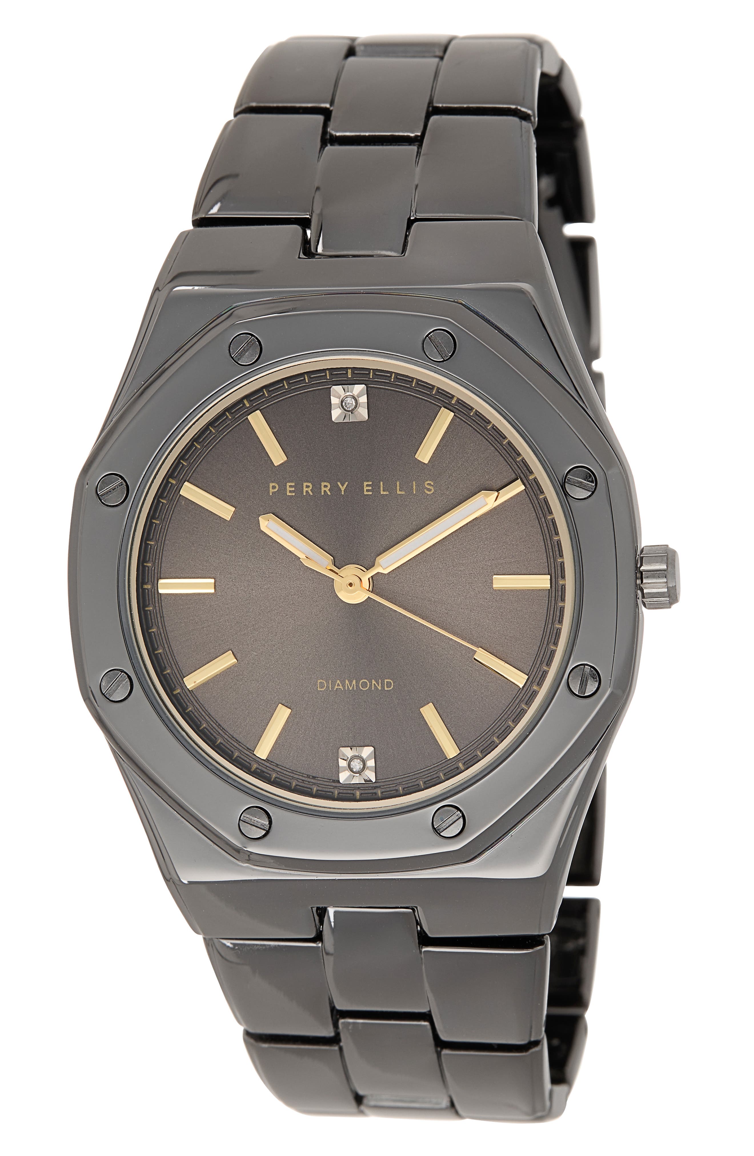 Perry Ellis Slim Diamond Bracelet Watch, 40mm