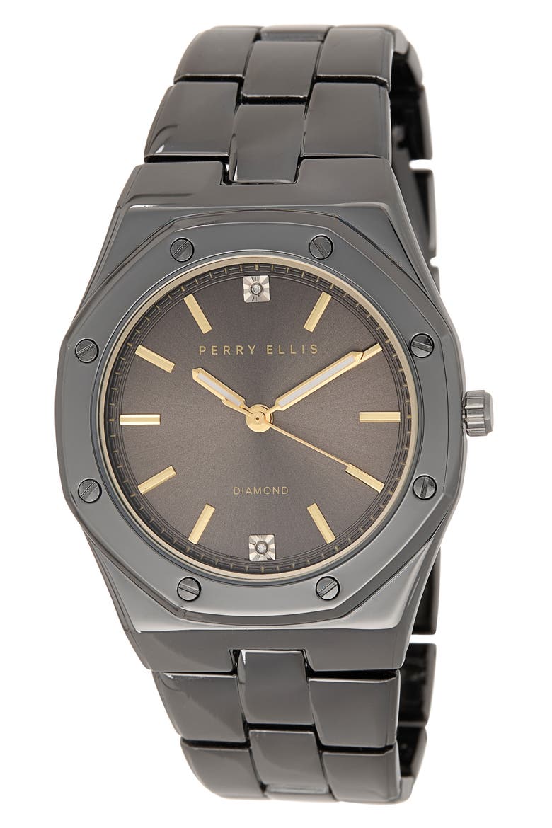Slim Diamond Bracelet Watch, 40mm, Main, color, GUNMETAL