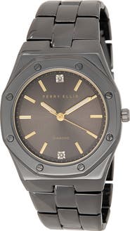 Perry Ellis Slim Diamond Bracelet Watch, 40mm