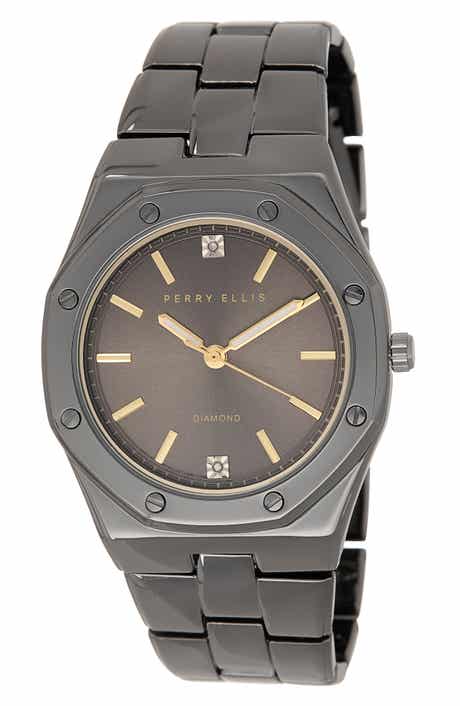 Perry Ellis Slim Diamond Bracelet Watch, 40mm