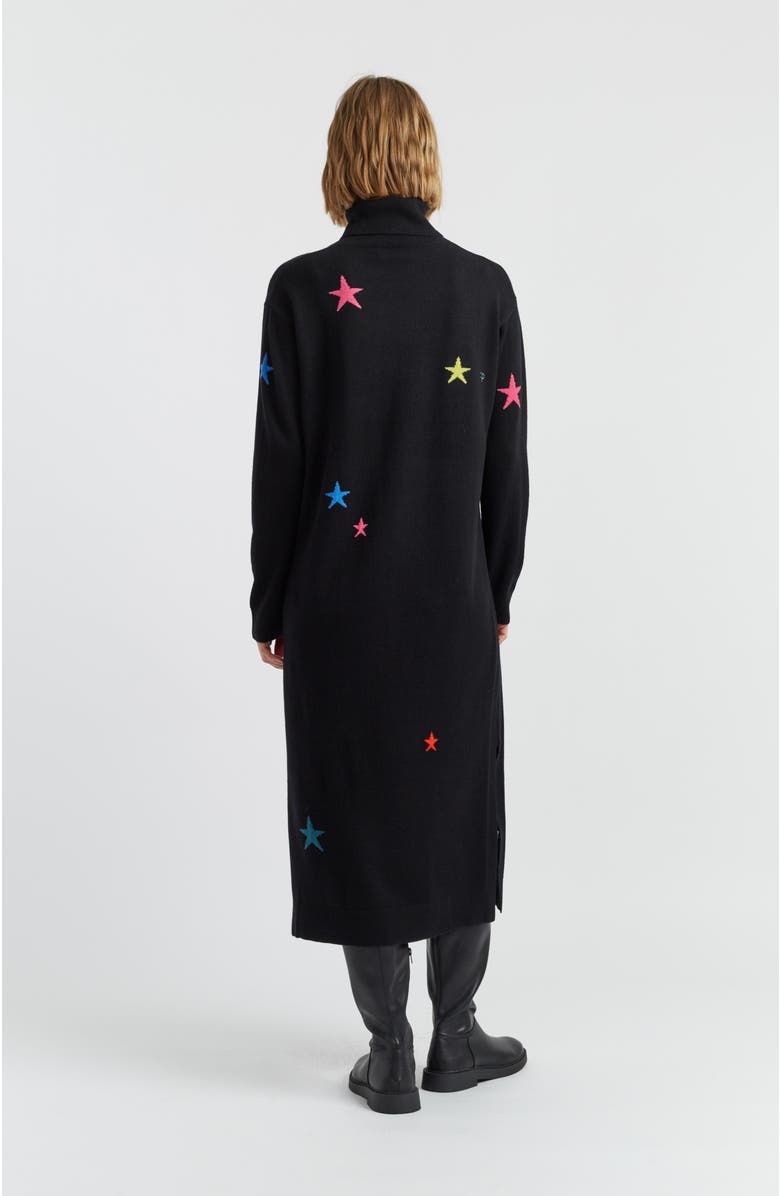 Chinti & Parker Wool Cashmere Star Rollneck Dress, Alternate, color, Black