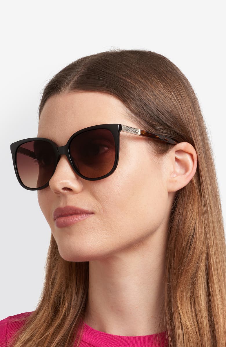 Kate Spade New York kaysie 58mm square sunglasses, Alternate, color, Black/ Brown