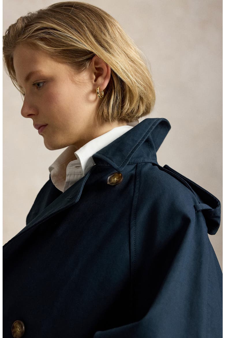 Cotton Twill Balloon Trench Coat, Alternate, color, RL NAVY