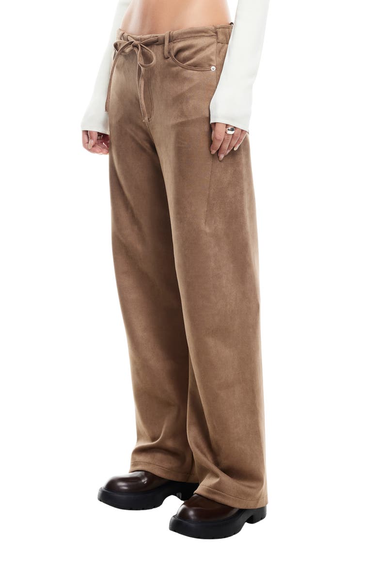 Dusty Faux Suede Straight Leg Pants, Alternate, color, COFFEE