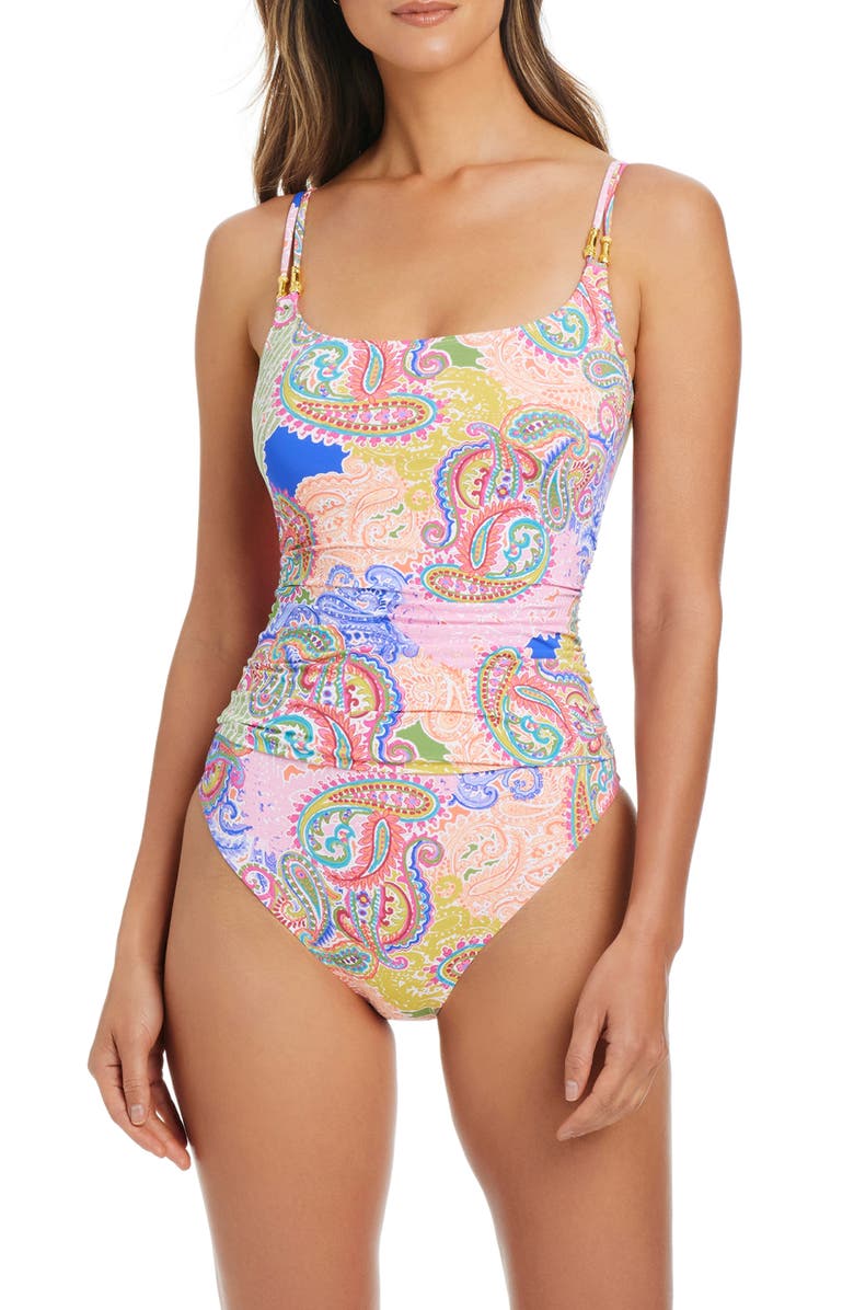 BLEU by Rod Beattie Paisley One-Piece Swimsuit, Main, color, Pink Multi