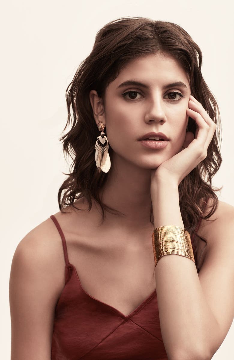 Gas Bijoux Small Sao Feather Earrings, Alternate, color, Multi Blue