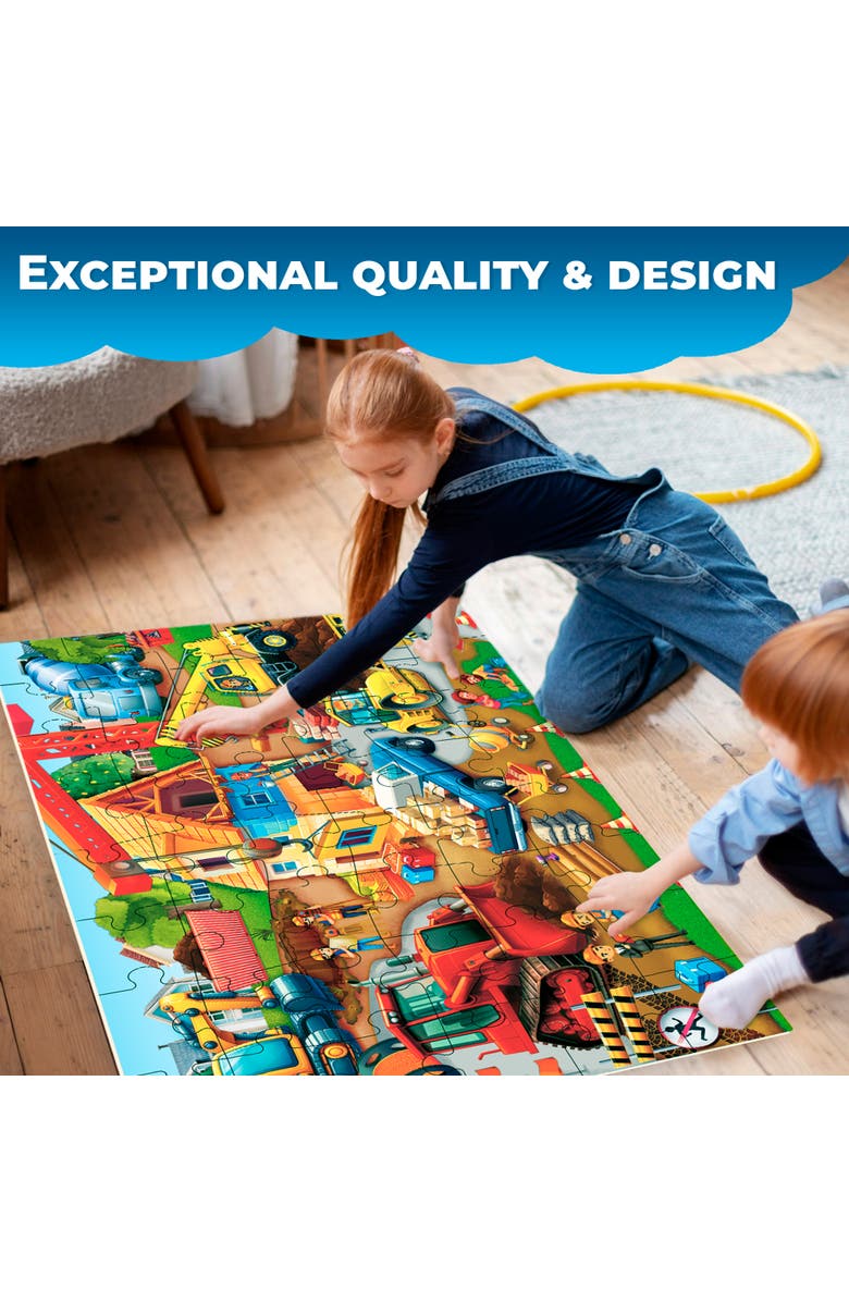 Quokka Giant Floor Puzzle for Kids - 48-Piece Jigsaw Puzzles with USA, World Map, City, and Vehicle Themes, Alternate, color, Construction