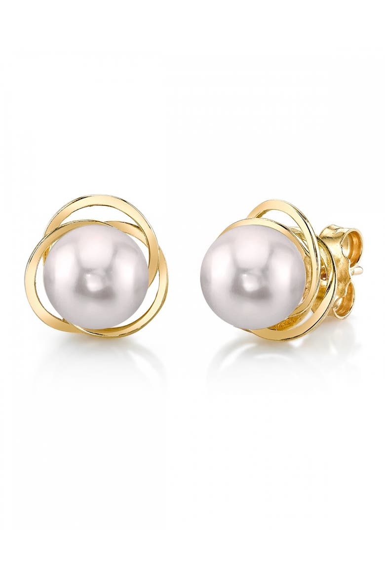 Akoya Pearl Lexi Earrings, Main, color, Yellow Gold