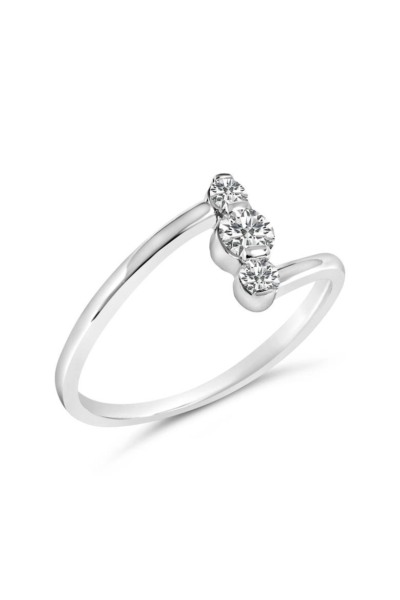 10K Gold 1/4 Cttw Lab Grown Diamond Vertical Three Stone Ring, Alternate, color, White