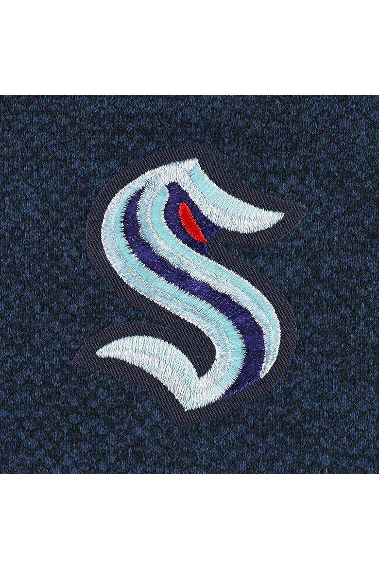 Men's Antigua Heathered Deep Sea Blue Seattle Kraken Course Quarter-Zip Jacket, Alternate, color, Heather Navy