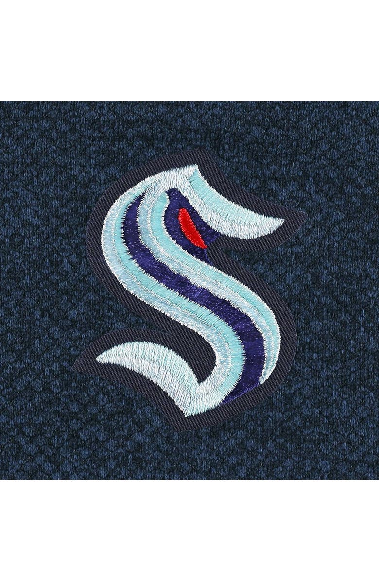 ANTIGUA Men's Antigua Heathered Deep Sea Blue Seattle Kraken Course Quarter-Zip Jacket, Alternate, color, Heather Navy