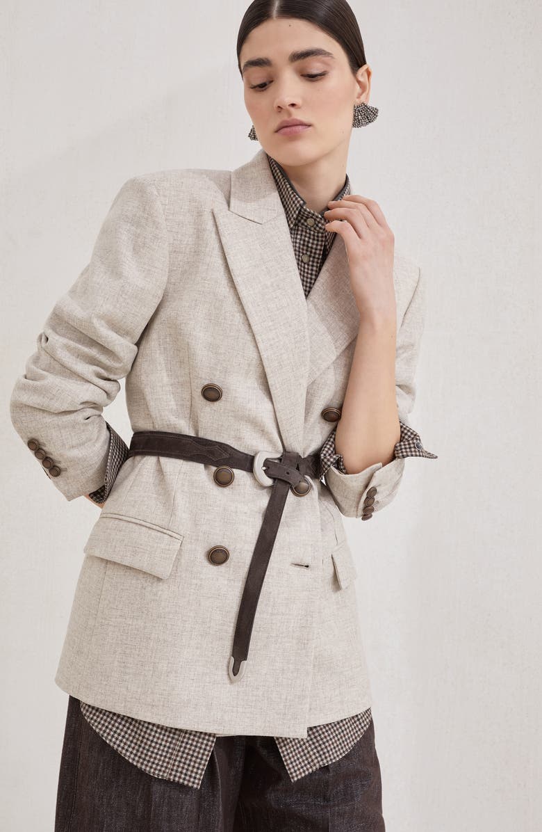 Brunello Cucinelli Twill flannel blazer, Alternate, color, Beige