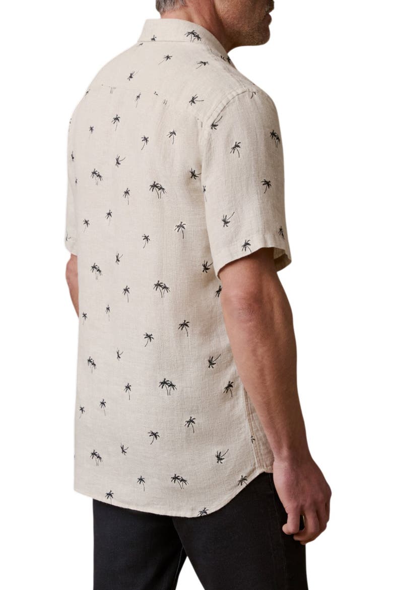 Palma Linen Short Sleeve Button-Up Shirt, Alternate, color, NIGHT PALM TREES