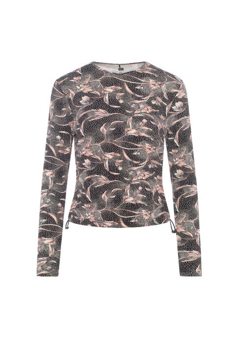 Floral Bungee V-Neck Long Sleeve Top