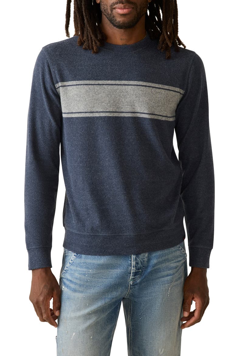Legend Surf Stripe Crewneck Sweatshirt, Main, color, BRIGHTON NAVY SURF STRIPE