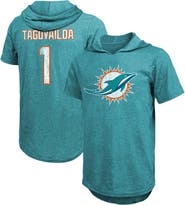 Majestic Threads Men's Majestic Threads Tua Tagovailoa Aqua Miami Dolphins Player Name & Number Tri-Blend Slim Fit Hoodie T-Shirt