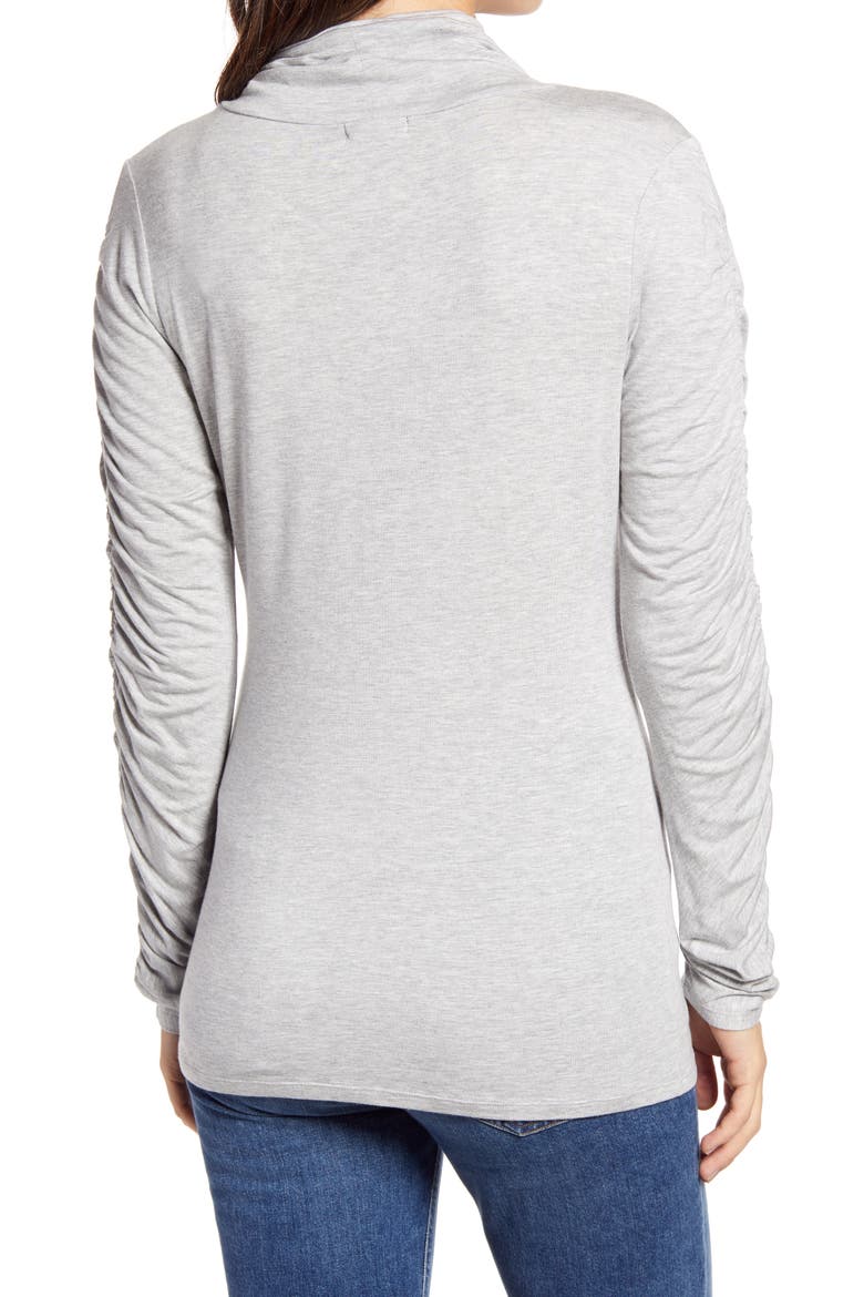 Draped Turtleneck Top, Alternate, color, GREY HEATHER