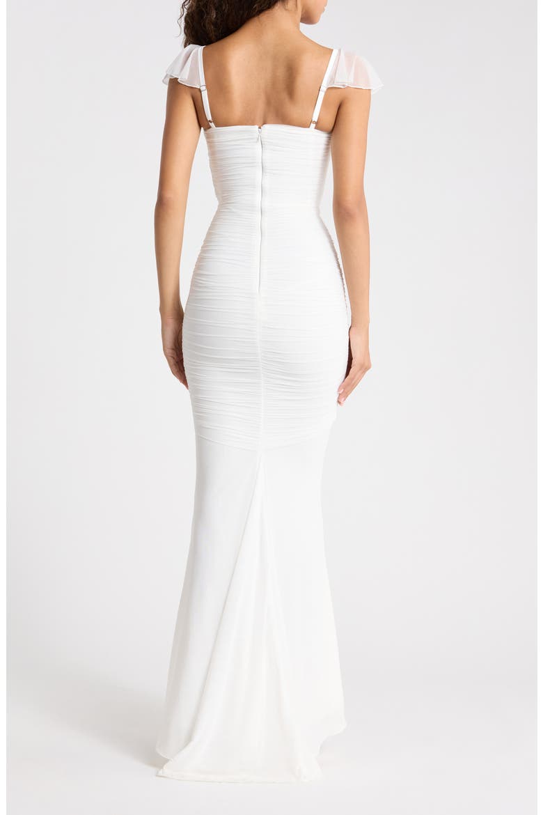 Antonella Ruched Mesh Dress, Alternate, color, WHITE