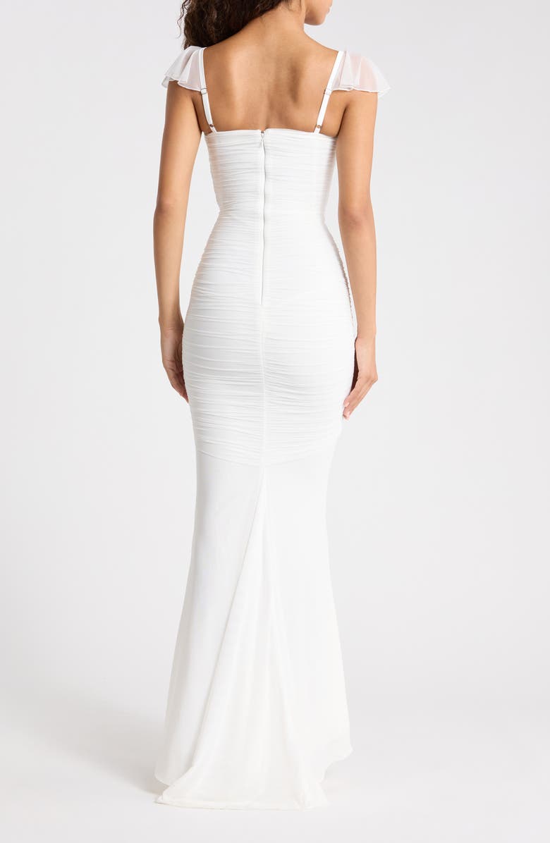 HOUSE OF CB Antonella Ruched Mesh Dress, Alternate, color, White