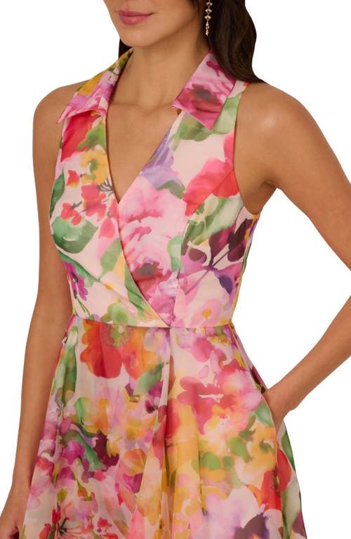 ADRIANNA PAPELL ADRIANNA PAPELL FLORAL HIGH-LOW FIT & FLARE DRESS
