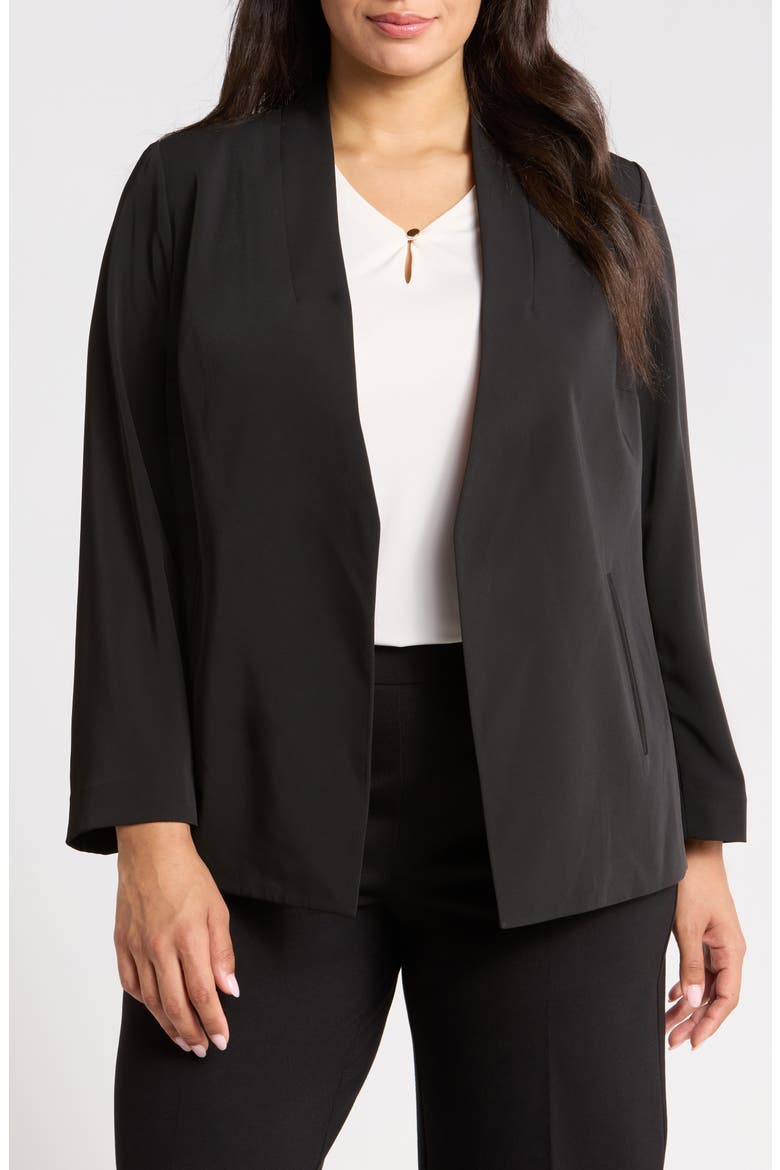 Collarless Gabardine Jacket, Main, color, ANNE BLACK