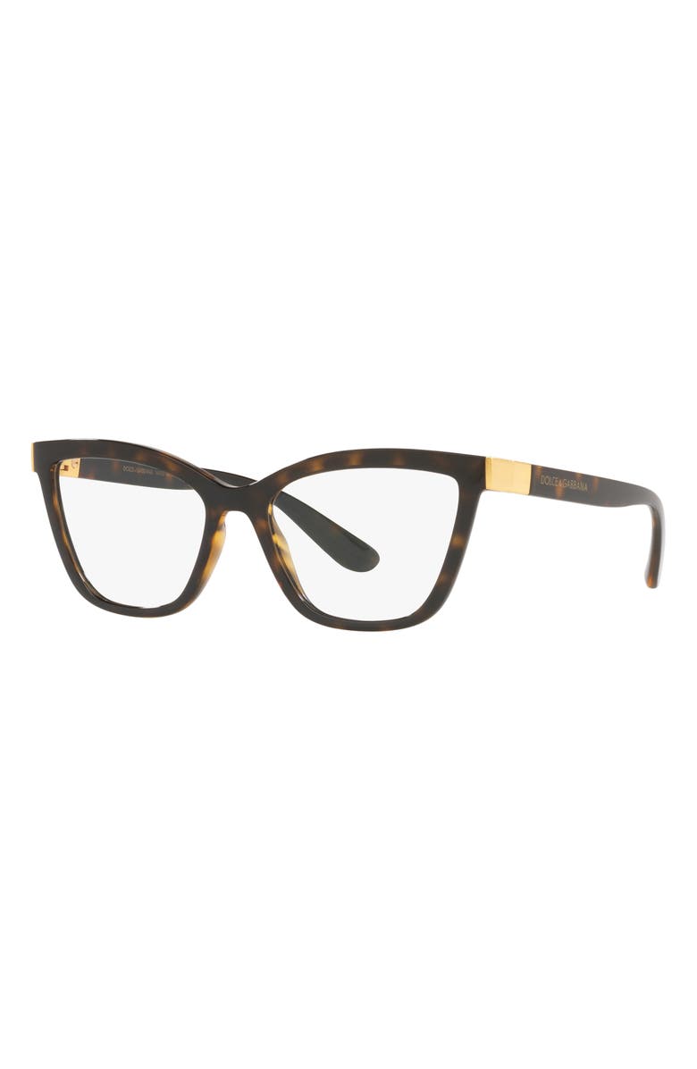 Dolce&Gabbana 53mm Cat Eye Optical Glasses, Alternate, color, Havana
