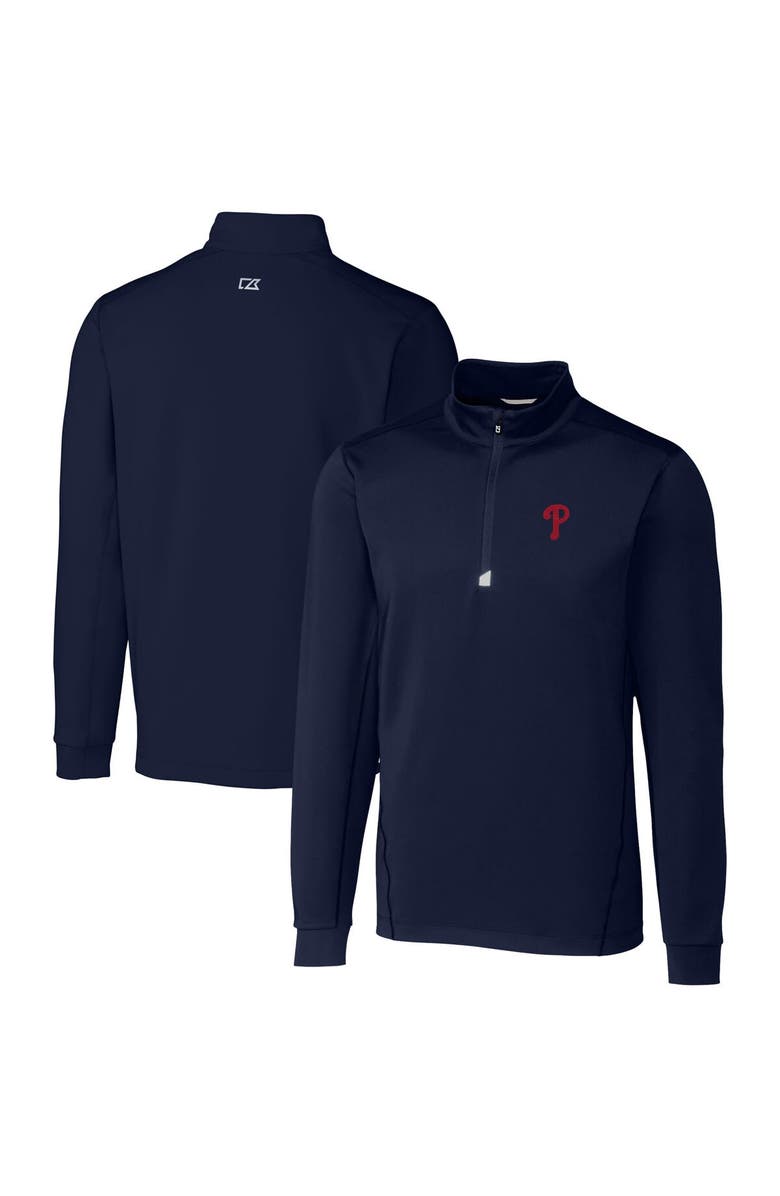 Cutter & Buck Men's Cutter & Buck  Navy Philadelphia Phillies Big & Tall Traverse Stretch Quarter-Zip Pullover Top, Main, color, Navy
