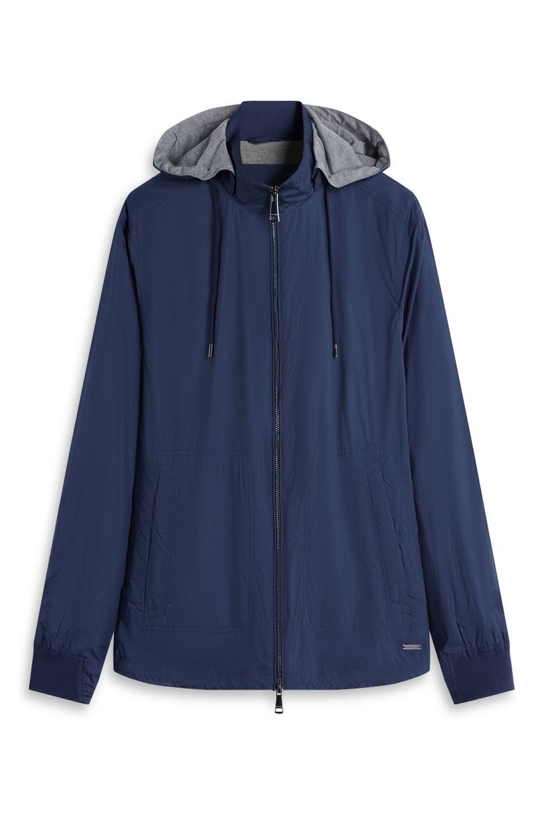 Water Repellent Windbreaker with Removable Drawstring Hood, Alternate, color, NAVY