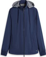 Bugatchi Water Repellent Windbreaker with Removable Drawstring Hood