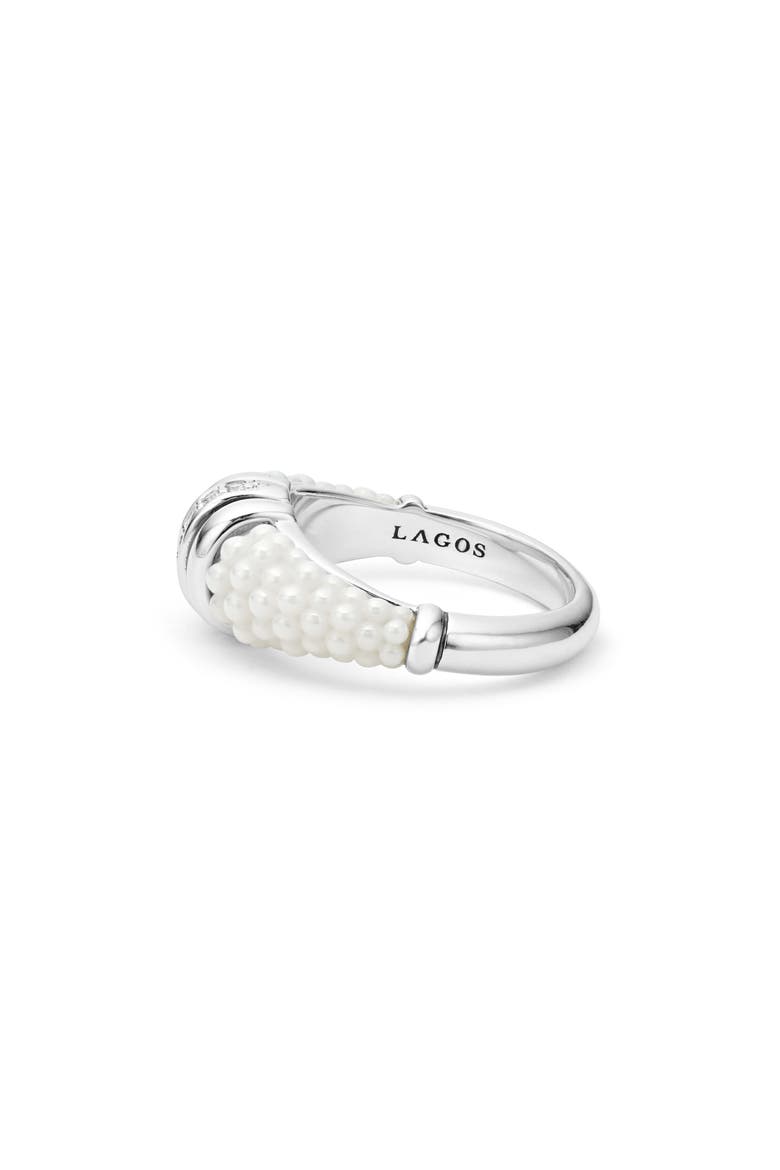White Caviar Diamond Stacking Ring, Alternate, color, SILVER/ DIAMOND