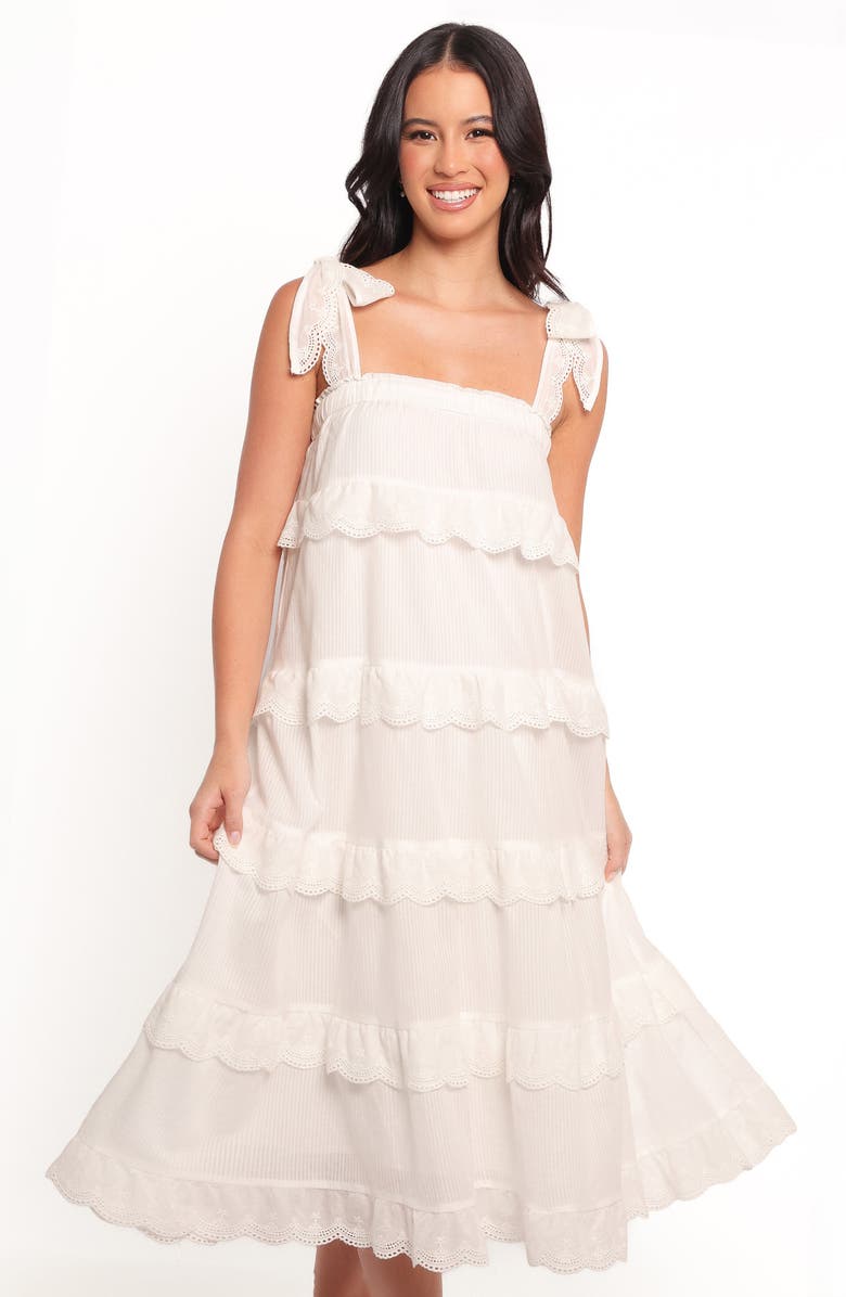 Petal & Pup Harriette Tiered Midi Dress, Alternate, color, White