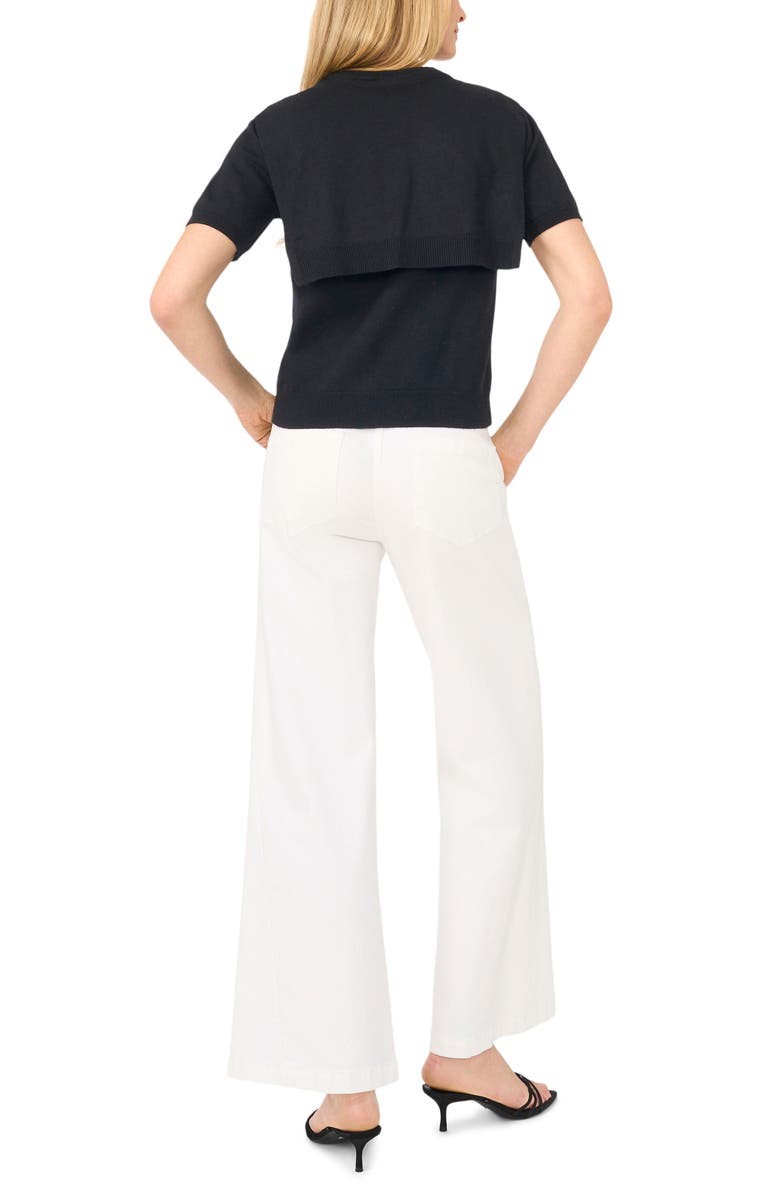 Halogen<sup>®</sup> Shoulder Wrap Short Sleeve Sweater, Alternate, color, Rich Black