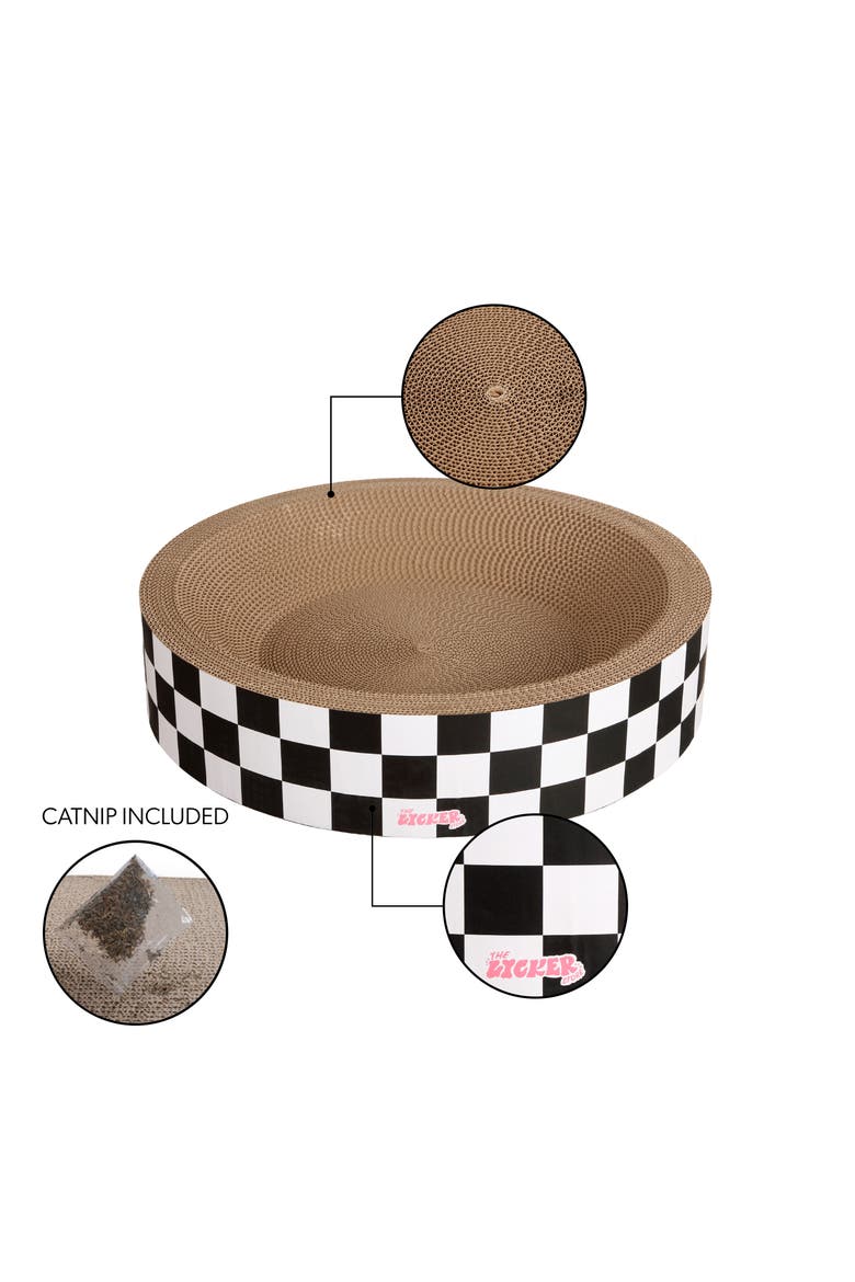 Daisy Modern Cardboard Bowl Cat Scratcher with Catnip, Alternate, color, White/Black