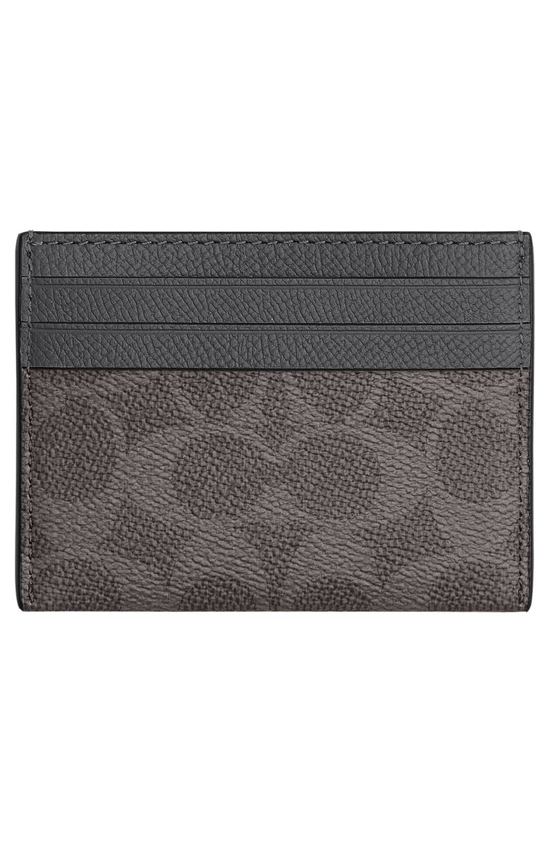 COACH Signature Coated Canvas Card Case, Alternate, color, Grey Signature