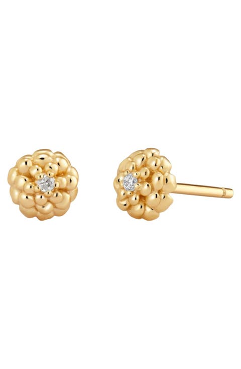 CZ Birth Flower Stud Earrings