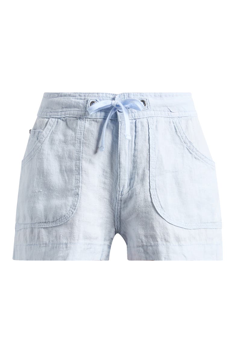 Five Pocket Linen & Cotton Drawstring Shorts, Alternate, color, PALE BLUE