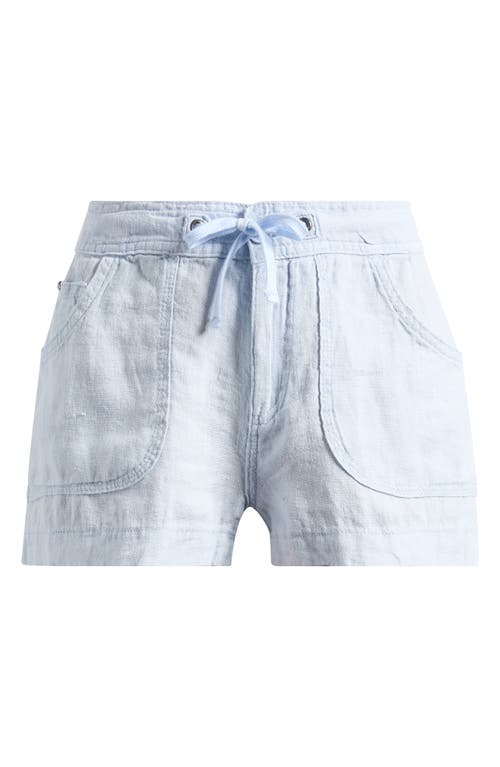 Bdg Urban Outfitters Five Pocket Linen & Cotton Drawstring Shorts In Pale Blue