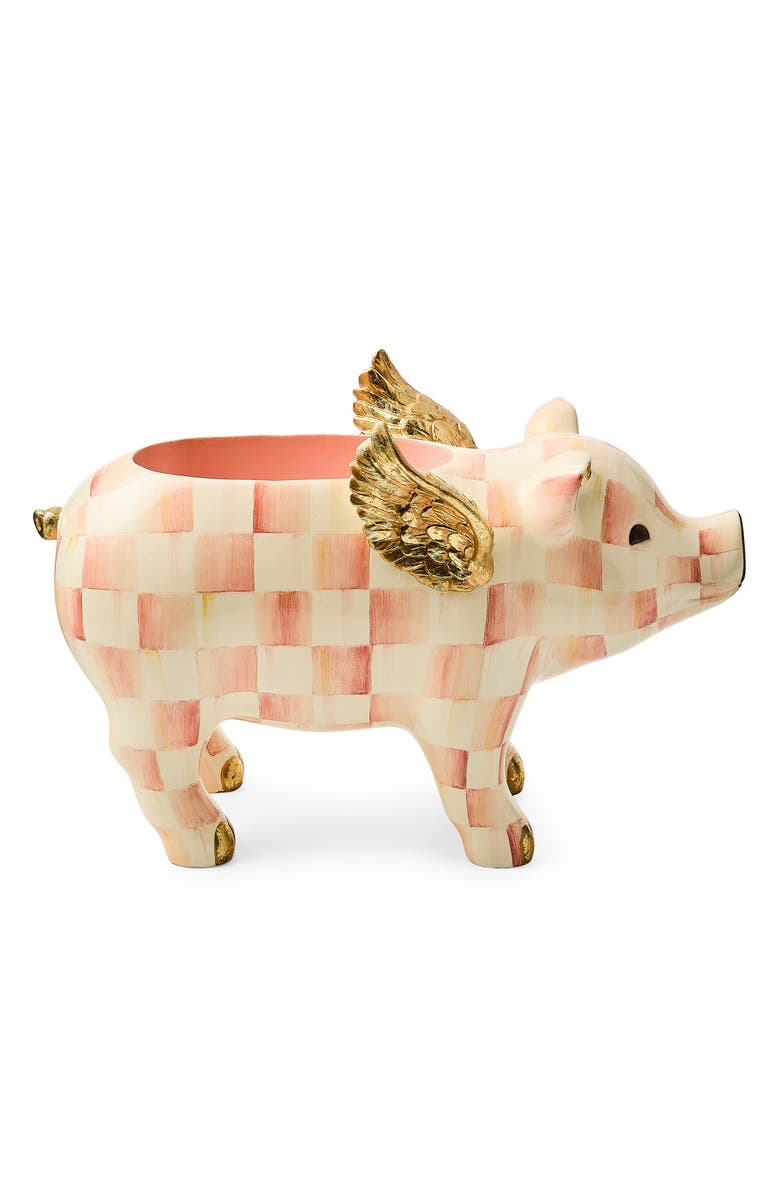 MACKENZIE CHILDS Rosy Check Flying Pig Planter, Alternate, color, Rosy