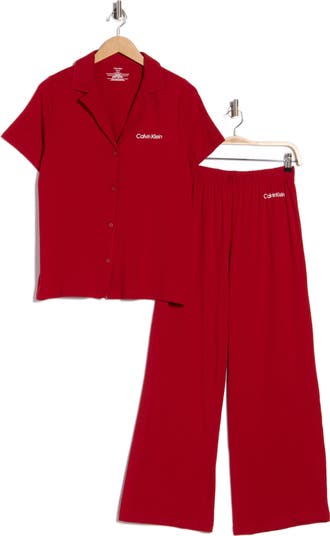 Notch Collar Knit Pajamas