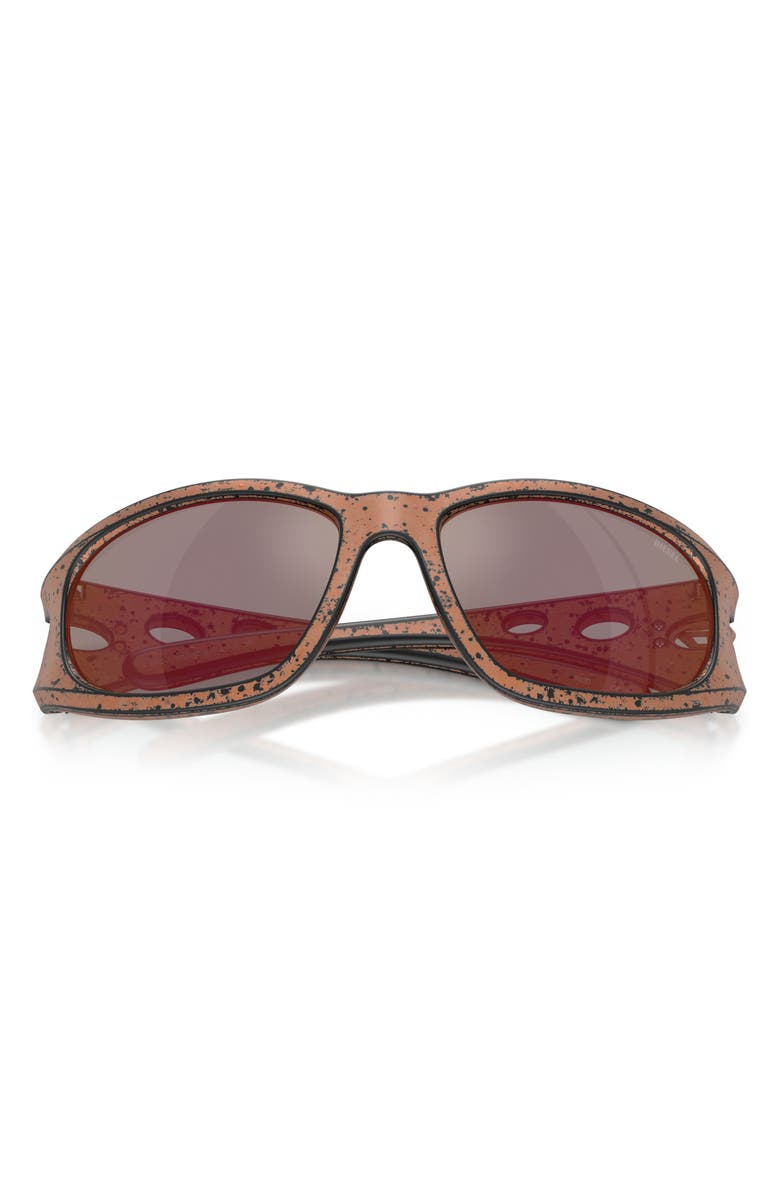 DIESEL<sup>®</sup> DL3012U 61mm Mirrored Rectangular Sunglasses, Alternate, color, Bronze Splatter Black / Rose