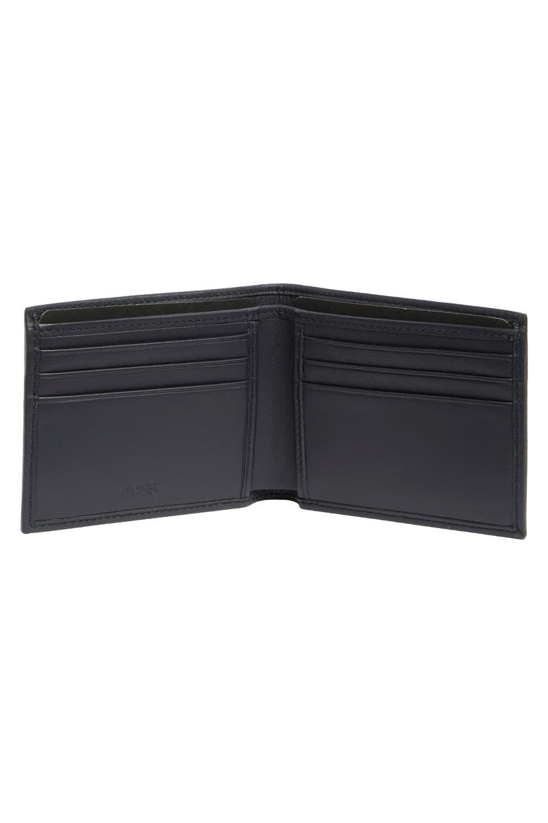 Laslo Debossed Logo Leather Wallet, Alternate, color, NAVY