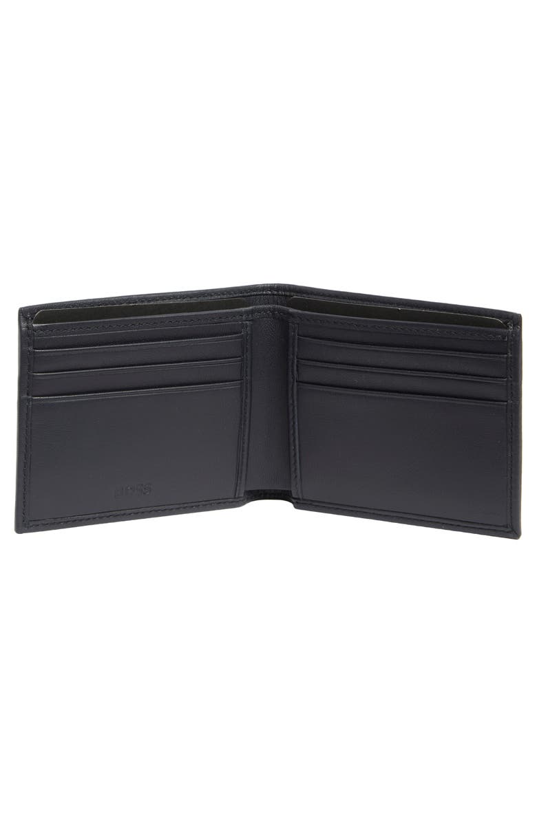 BOSS Laslo Debossed Logo Leather Wallet, Alternate, color, Navy