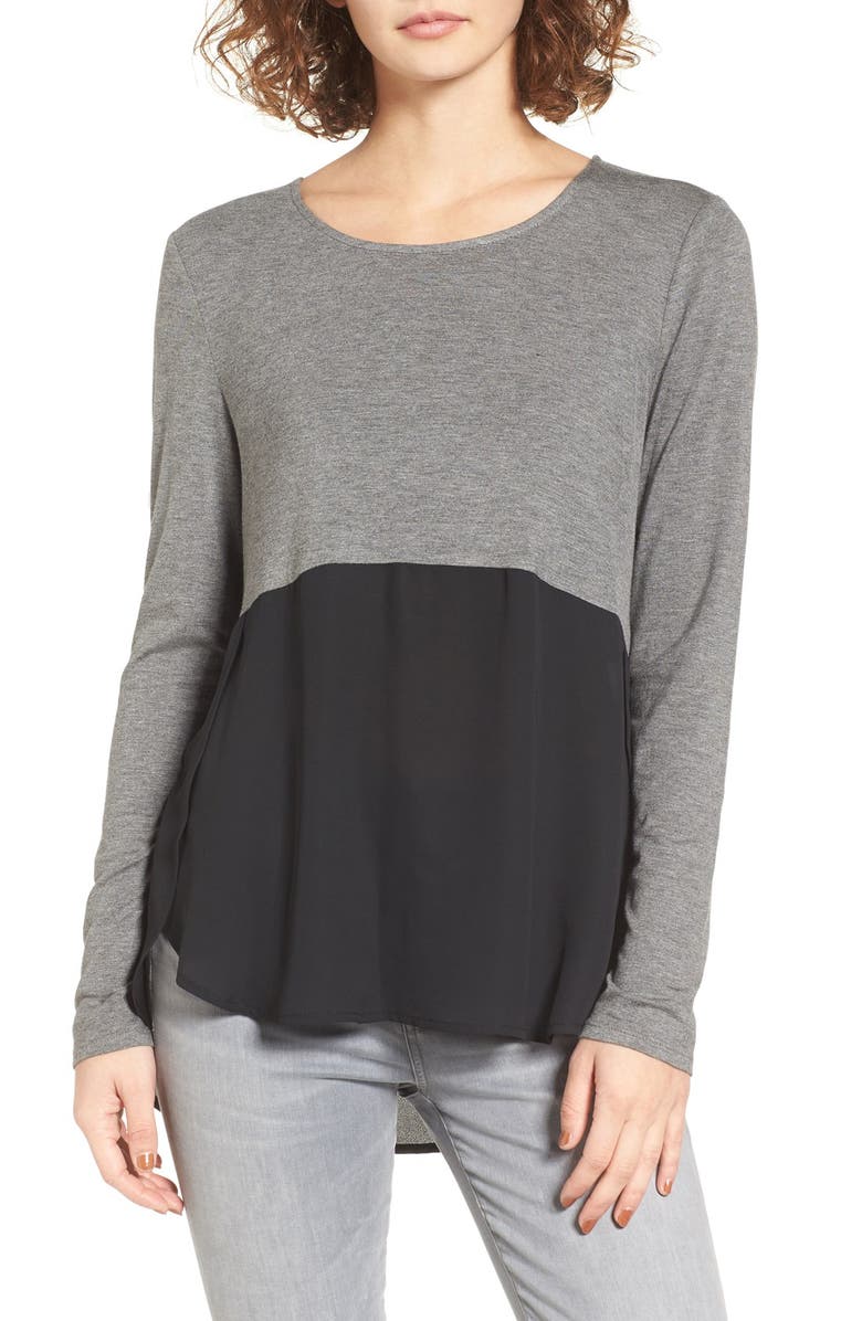 BP. Mixed Media High/Low Tee, Main, color,