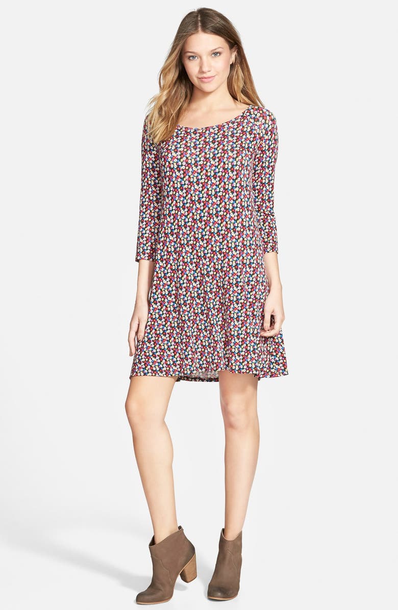 Socialite Three Quarter Sleeve Knit Shift Dress, Main, color,