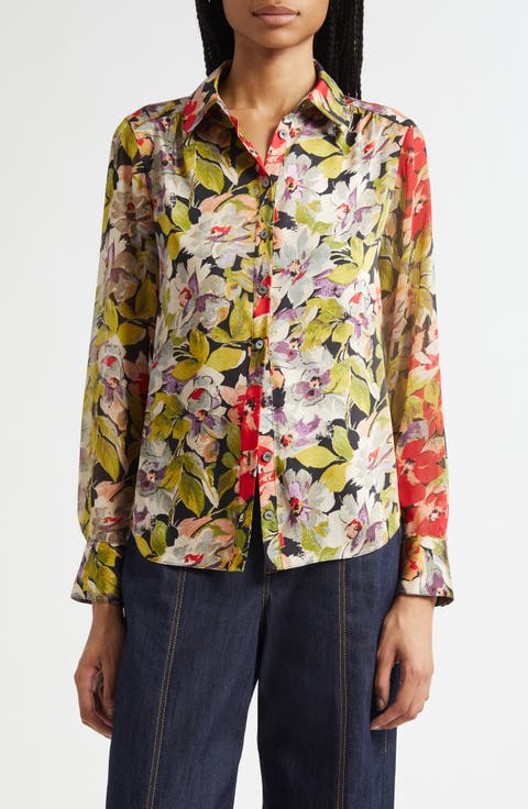 Canyon Bloom Print Tiered Ruffle Shirt