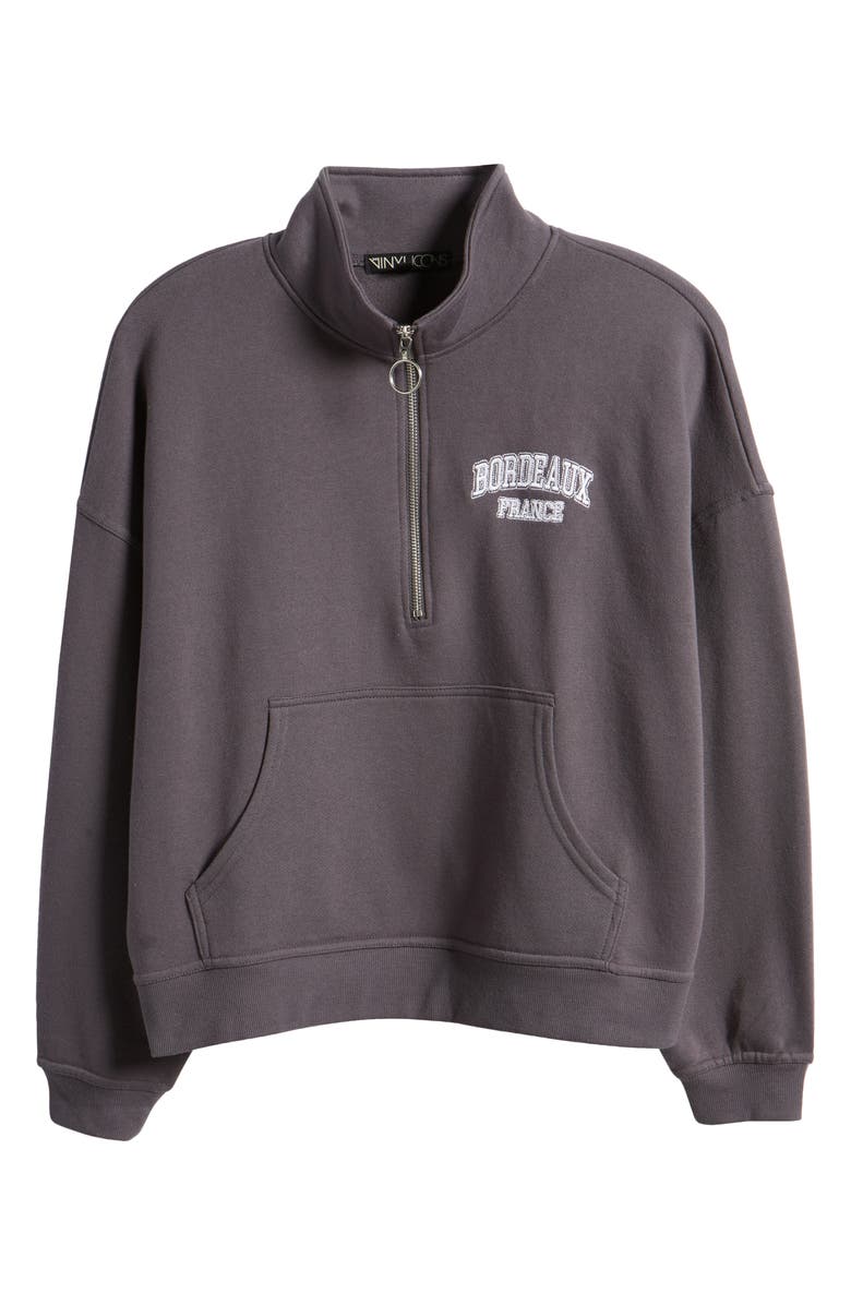 Vinyl Icons Embroidered Bordeaux Half Zip Pullover, Alternate, color, 