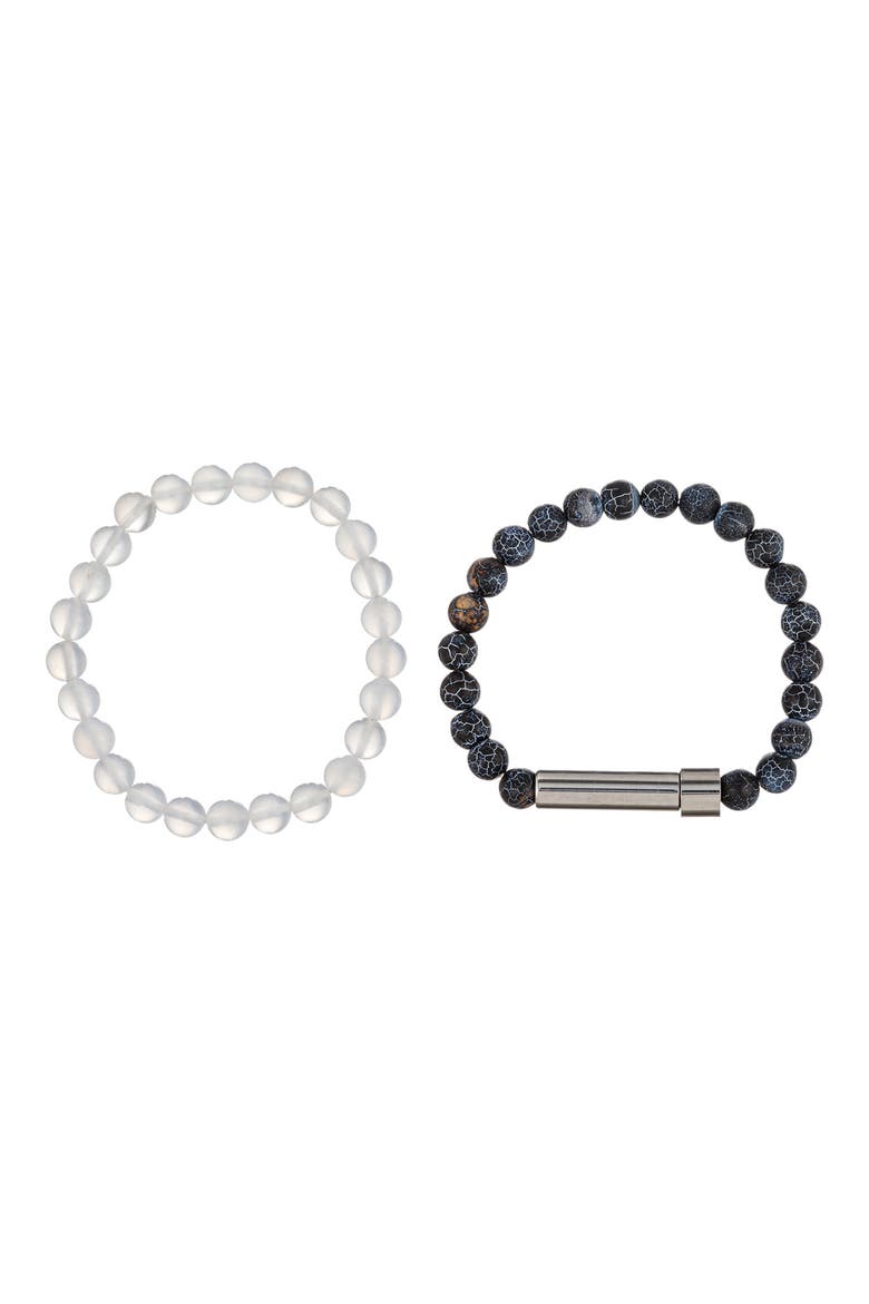 Men's Set of 2 Jean Bracelets, Main, color, BLACK/ CLEAR
