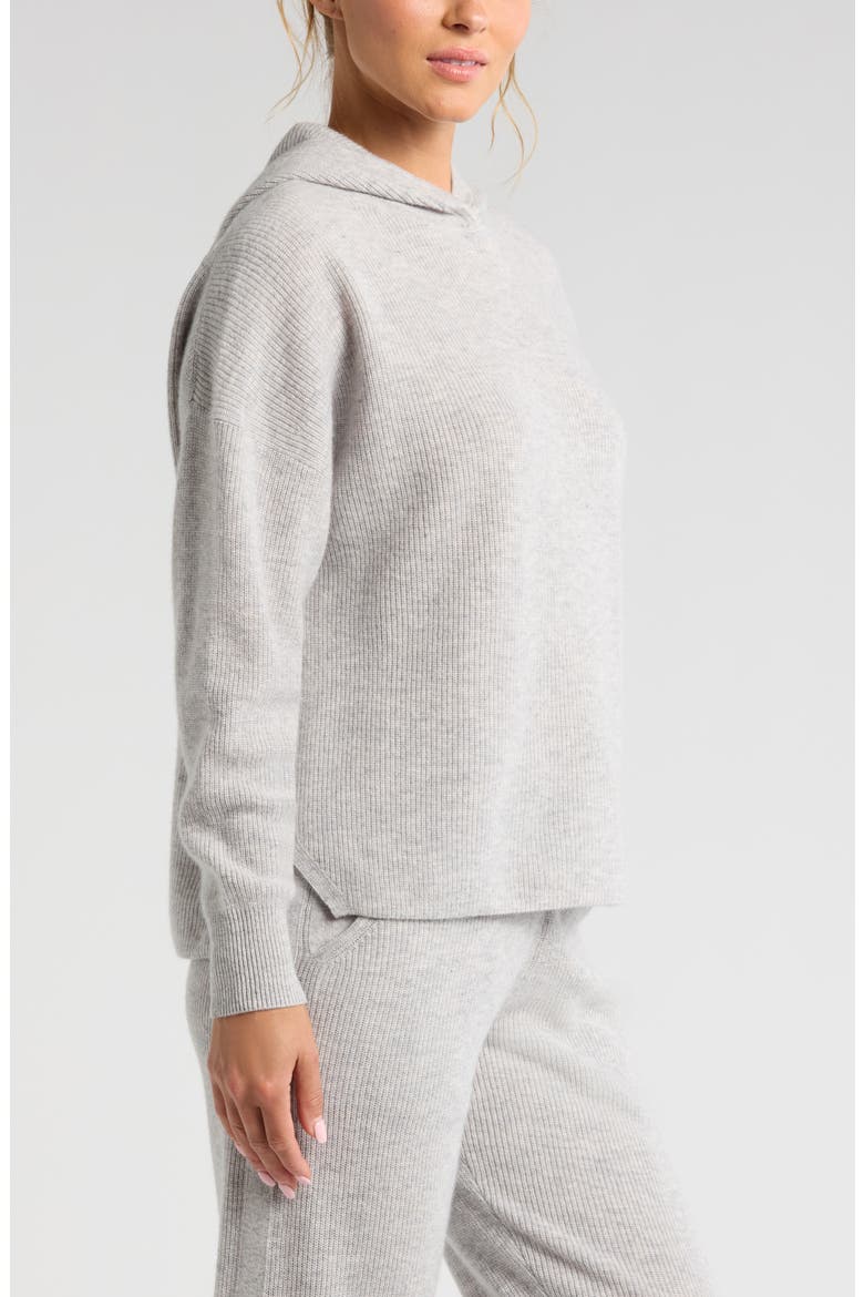 Wool & Cashmere Rib Hoodie, Alternate, color, GREY LIGHT HEATHER