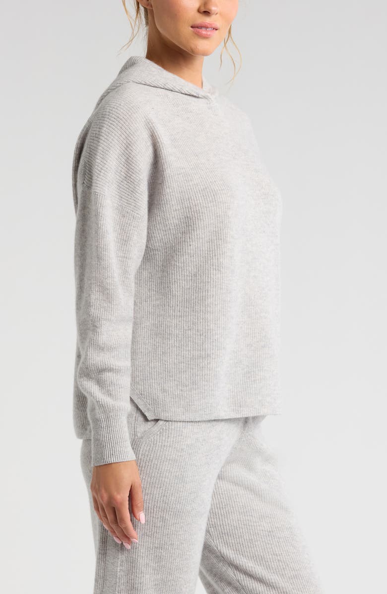 Zella Wool & Cashmere Rib Hoodie, Alternate, color, 